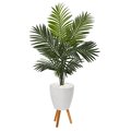 Nearly Naturals 61 in. Paradise Palm Artificial Tree in White Planter with Stand 9844